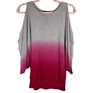 INC Beige Hot Pink Ombre Cold Shoulder Short Sleeve Top XS